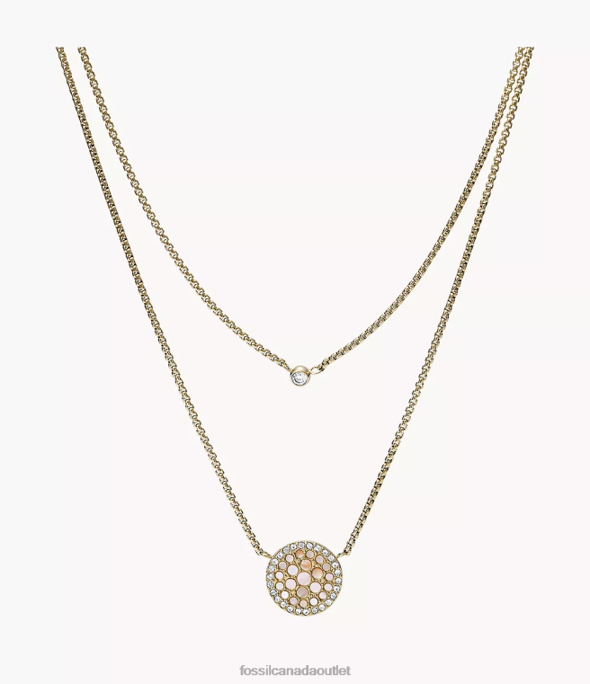 Fossil Jewelry Women Gold-Tone Val Duo Mosaic Stainless Steel Necklace D2VPL956