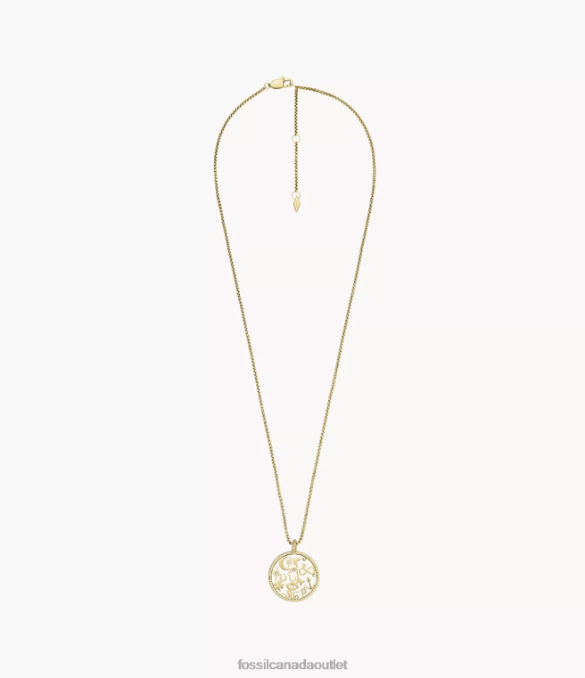 Fossil Jewelry Women Golden Sutton Icons Stainless Steel Pendant Necklace D2VPL1216