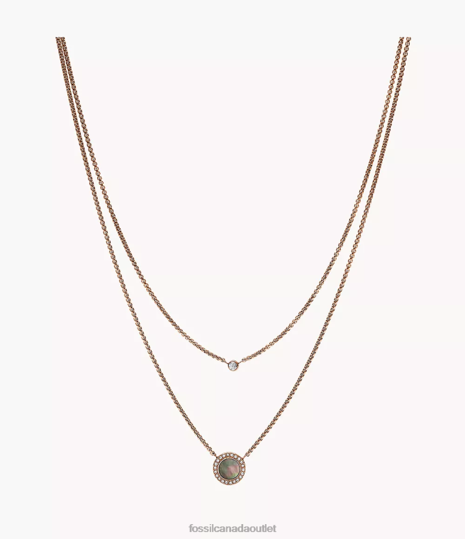 Fossil Jewelry Women Gray Mother-of-Pearl Val Double Disc Pendant Necklace D2VPL936
