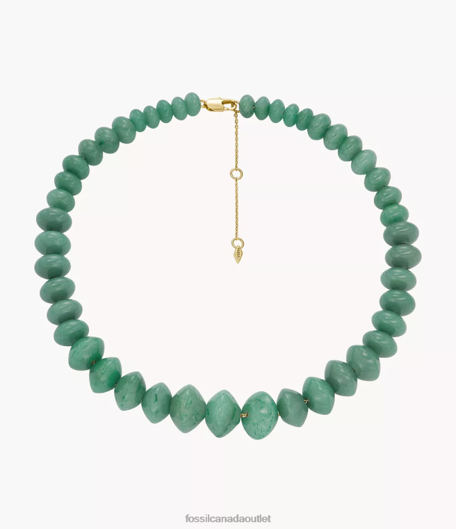 Fossil Jewelry Women Green All Stacked Up Aventurine Beaded Necklace D2VPL934