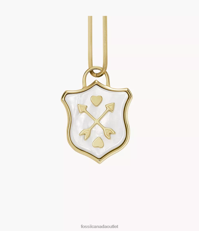 Fossil Jewelry Women Mother-of-Pearl Sutton Shield Stainless Steel Chain Necklace D2VPL1183