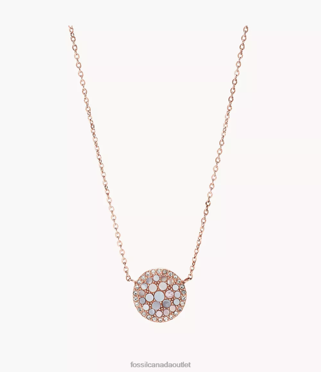 Fossil Jewelry Women Pink/Rose Gold Val Mosaic Stainless Steel Necklace D2VPL930