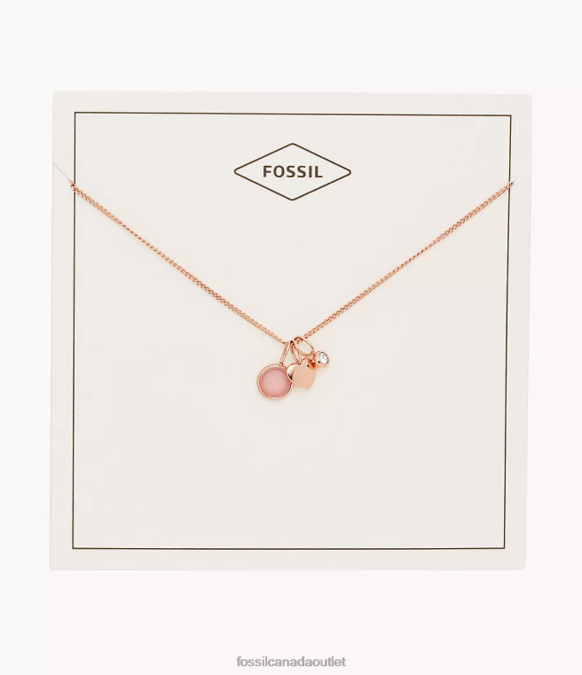 Fossil Jewelry Women Ros Georgia Heart and e Quartz Necklace D2VPL925
