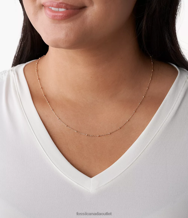Fossil Jewelry Women Rose Gold-Tone Corra Oh So Charming Long Stainless Steel Chain Necklace D2VPL1201