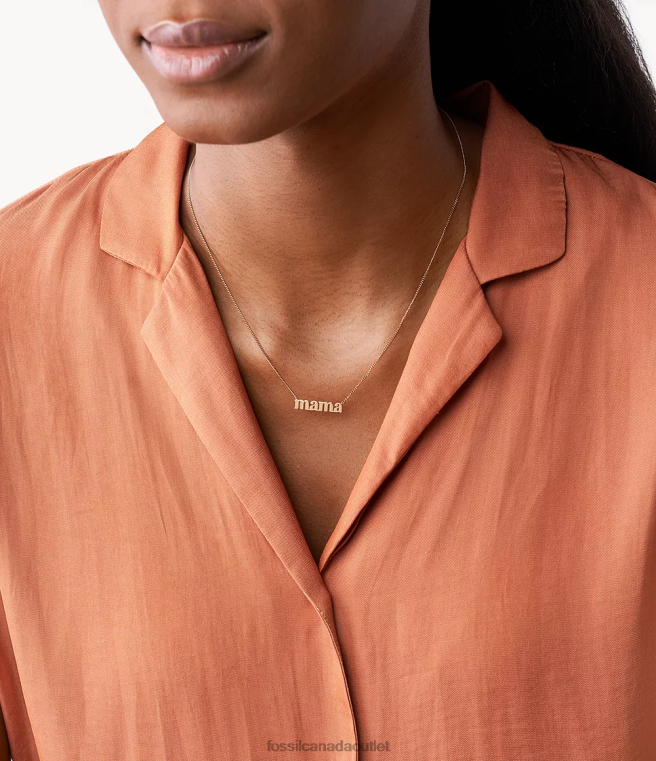 Fossil Jewelry Women Rose Gold-Tone Georgia Mama Stainless Steel Necklace D2VPL949