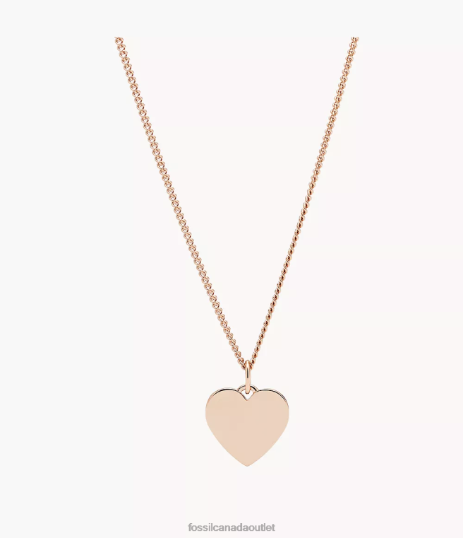 Fossil Jewelry Women Rose Gold-Tone Lane Heart Stainless Steel Necklace D2VPL912