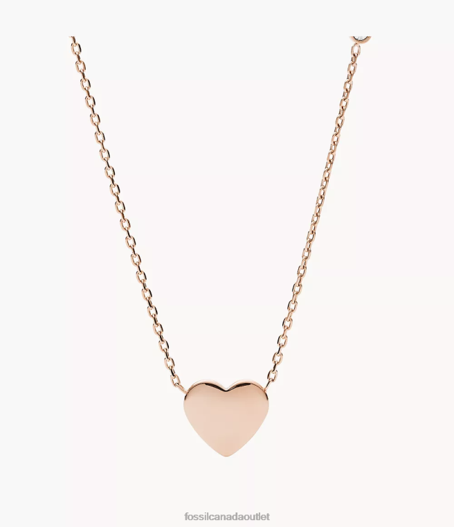 Fossil Jewelry Women Rose Gold-Tone Lane Heart Stainless Steel Necklace D2VPL916