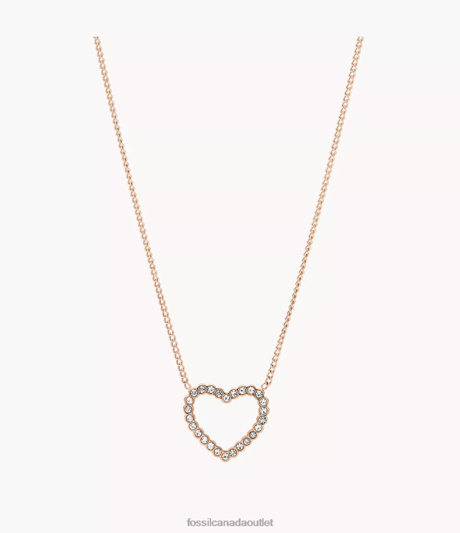 Fossil Jewelry Women Rose Gold-Tone Sutton Open Heart Stainless Steel Necklace D2VPL907