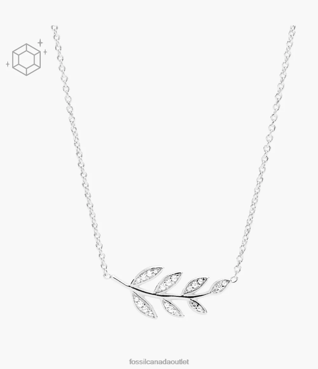 Fossil Jewelry Women Silver Elliott Olive Branch Sterling Pendant Necklace D2VPL938