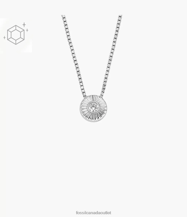 Fossil Jewelry Women Silver Sterling Texture Circle Pendant Necklace D2VPL926