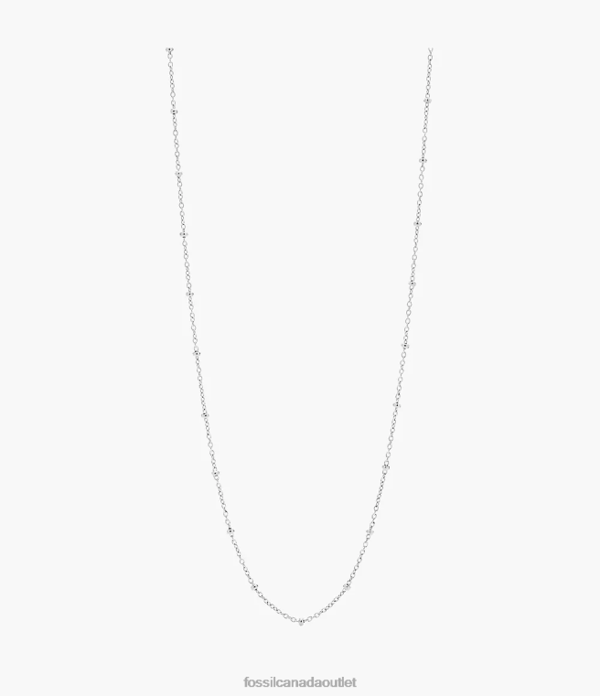 Fossil Jewelry Women Silver-Tone Corra Oh So Charming Long Stainless Steel Chain Necklace D2VPL1144