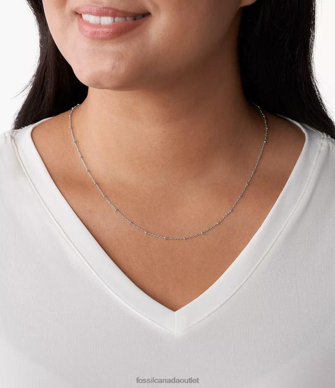 Fossil Jewelry Women Silver-Tone Corra Oh So Charming Long Stainless Steel Chain Necklace D2VPL1144