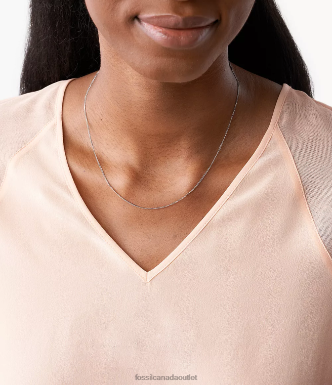 Fossil Jewelry Women Silver-Tone Corra Oh So Charming Short Stainless Steel Chain Necklace D2VPL1162