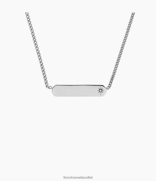 Fossil Jewelry Women Silver-Tone Drew Stainless Steel Bar Chain Necklace D2VPL919