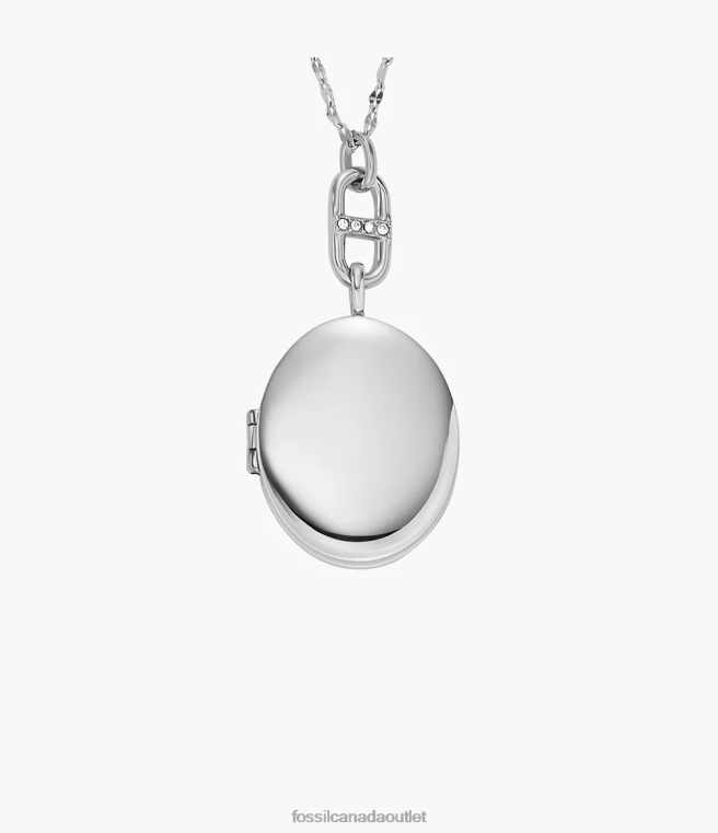 Fossil Jewelry Women Silver-Tone Locket Collection Stainless Steel Chain Necklace D2VPL905