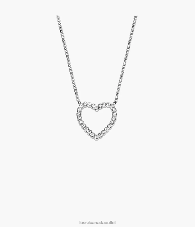 Fossil Jewelry Women Silver-Tone Sadie Open Hearted Stainless Steel Chain Necklace D2VPL950