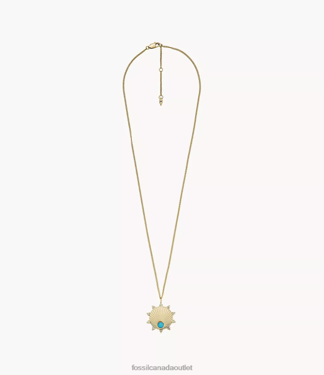 Fossil Jewelry Women Turquoise Texas Sun Pendant Necklace D2VPL1236
