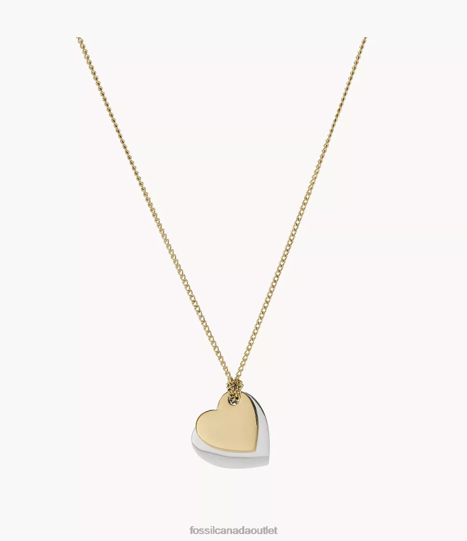 Fossil Jewelry Women Two-Tone Lane Stainless Steel Heart Chain Necklace D2VPL1135