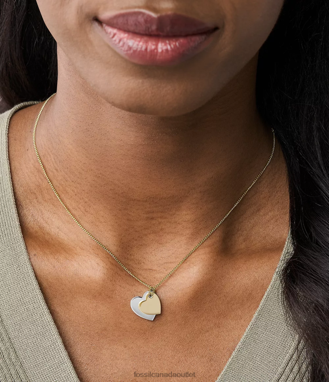 Fossil Jewelry Women Two-Tone Lane Stainless Steel Heart Chain Necklace D2VPL1135
