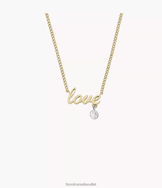 Fossil Jewelry Women Two-Tone Sadie Love Notes Stainless Steel Station Necklace D2VPL948