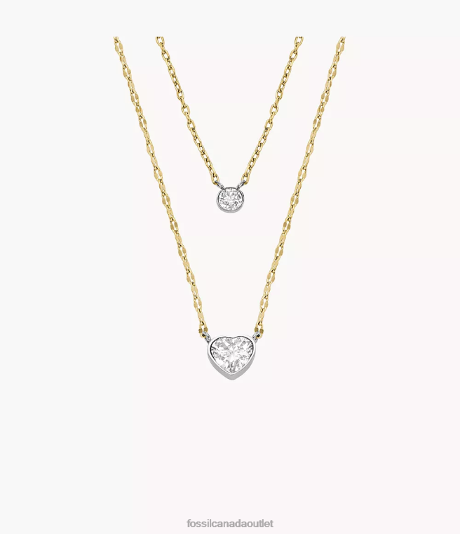 Fossil Jewelry Women Two-Tone Sadie Tokens Of Affection Stainless Steel Chain Necklace D2VPL932