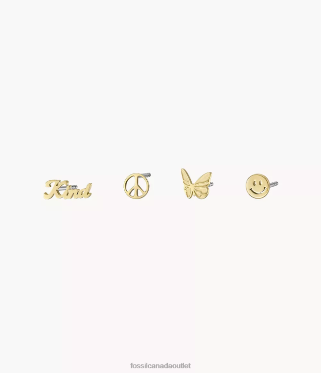 Fossil Jewelry Women Gold-Tone La La Land Stainless Steel Stud Earrings Set D2VPL1047