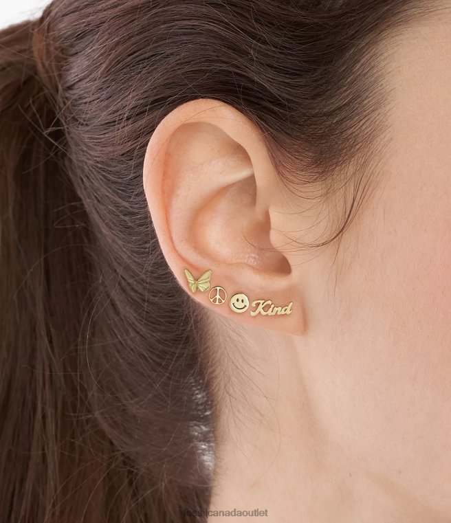 Fossil Jewelry Women Gold-Tone La La Land Stainless Steel Stud Earrings Set D2VPL1047