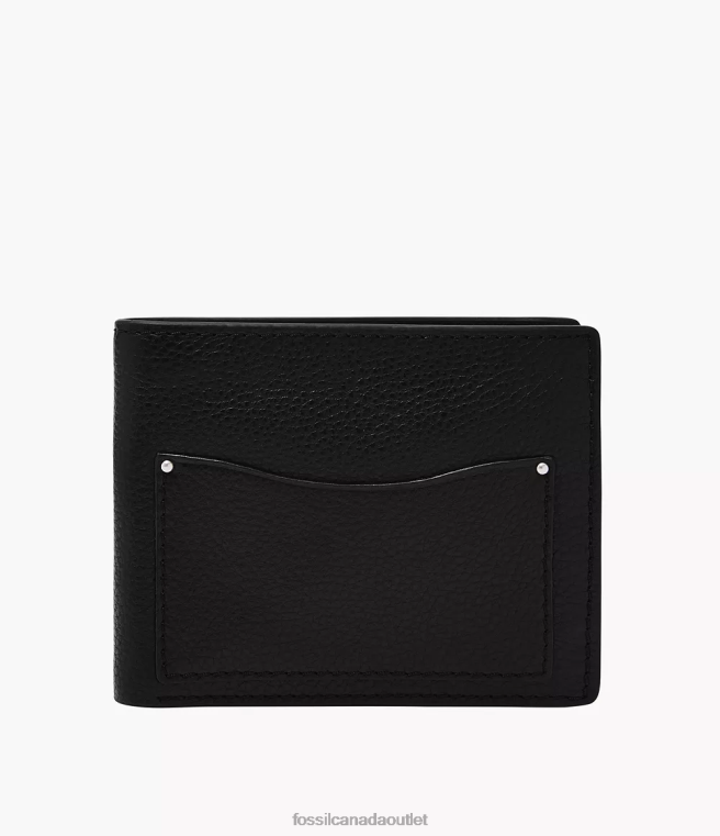Fossil Wallet Men Black Anderson Coin Pocket Bifold D2VPL1705