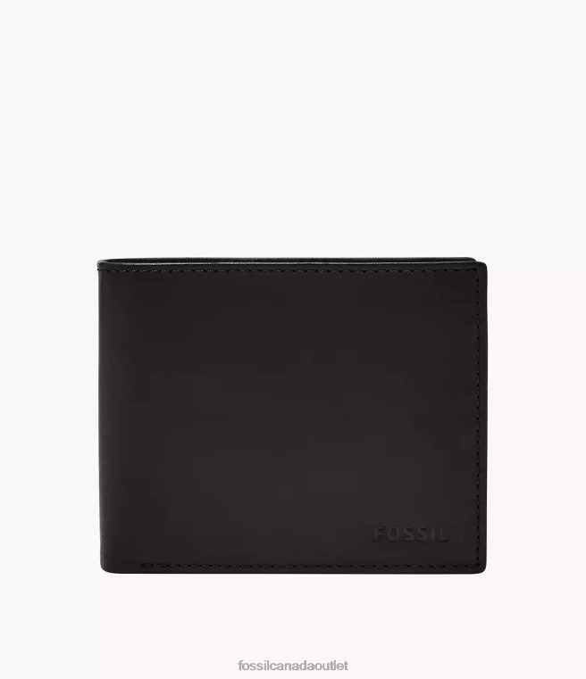 Fossil Wallet Men Black Derrick RFID Large Coin Pocket Bifold D2VPL1668