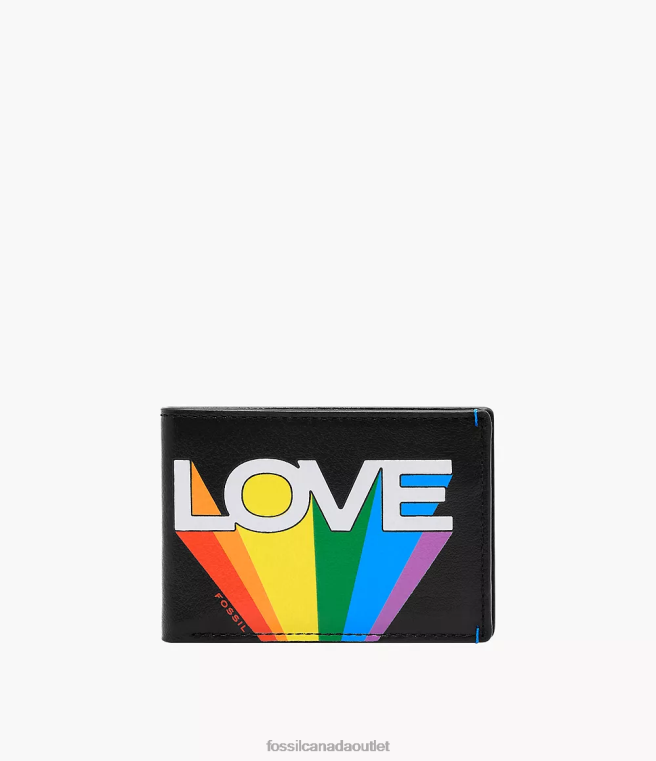 Fossil Wallet Men Black Limited Edition Pride Bronson Front Pocket Bifold D2VPL1795