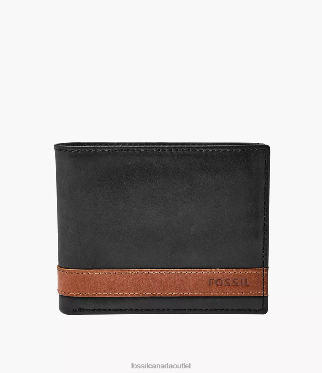 Fossil Wallet Men Black Quinn Flip ID Bifold D2VPL1660