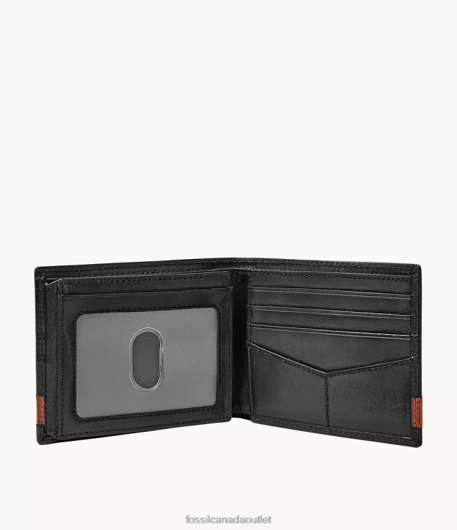 Fossil Wallet Men Black Quinn Flip ID Bifold D2VPL1660
