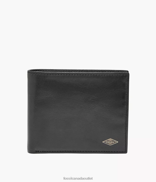 Fossil Wallet Men Black Ryan RFID Large Coin Pocket Bifold D2VPL1674