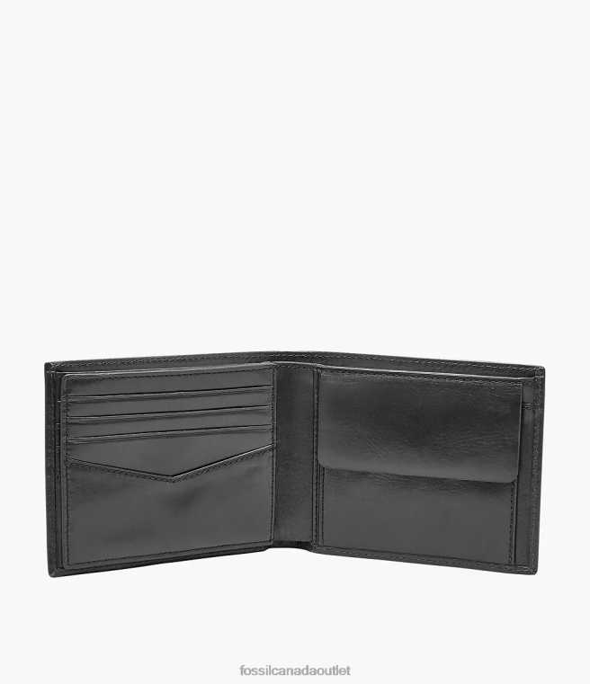 Fossil Wallet Men Black Ryan RFID Large Coin Pocket Bifold D2VPL1674