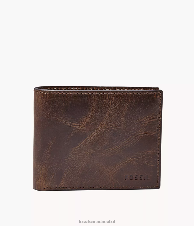 Fossil Wallet Men Brown Derrick RFID Bifold with Flip ID D2VPL1655