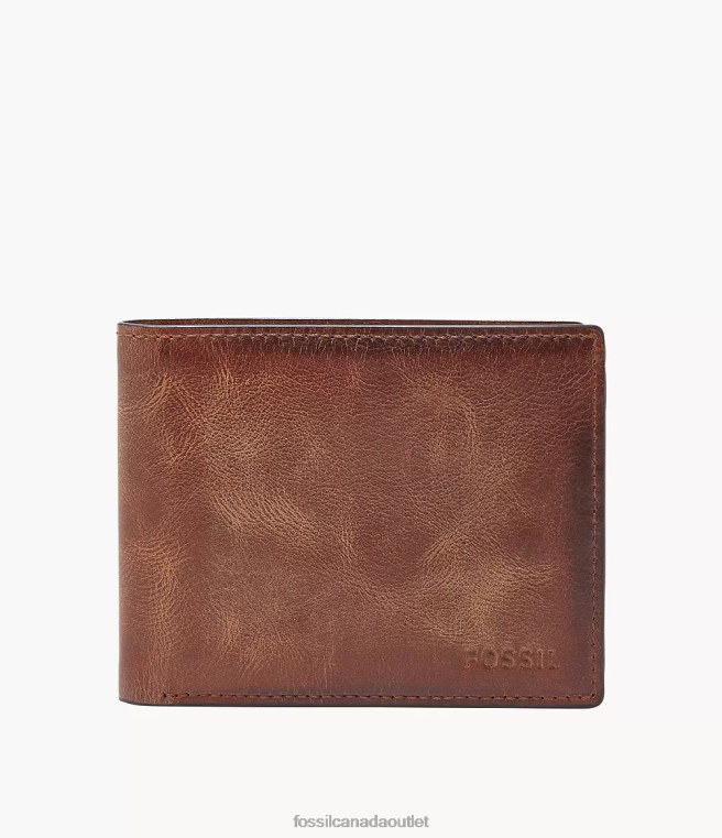 Fossil Wallet Men Brown Derrick RFID Flip ID Bifold D2VPL1656