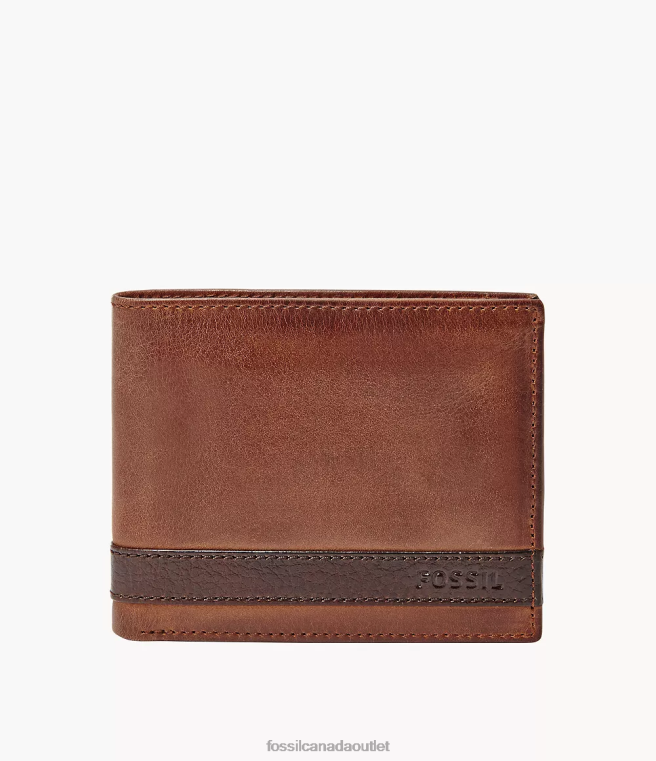 Fossil Wallet Men Brown Quinn Flip ID Bifold D2VPL1658