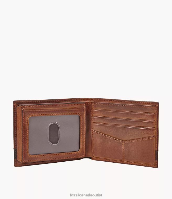 Fossil Wallet Men Brown Quinn Flip ID Bifold D2VPL1658