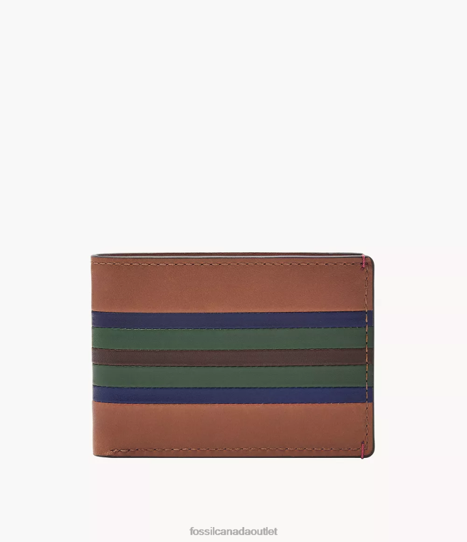 Fossil Wallet Men Multi Bronson Front Pocket Bifold D2VPL1821