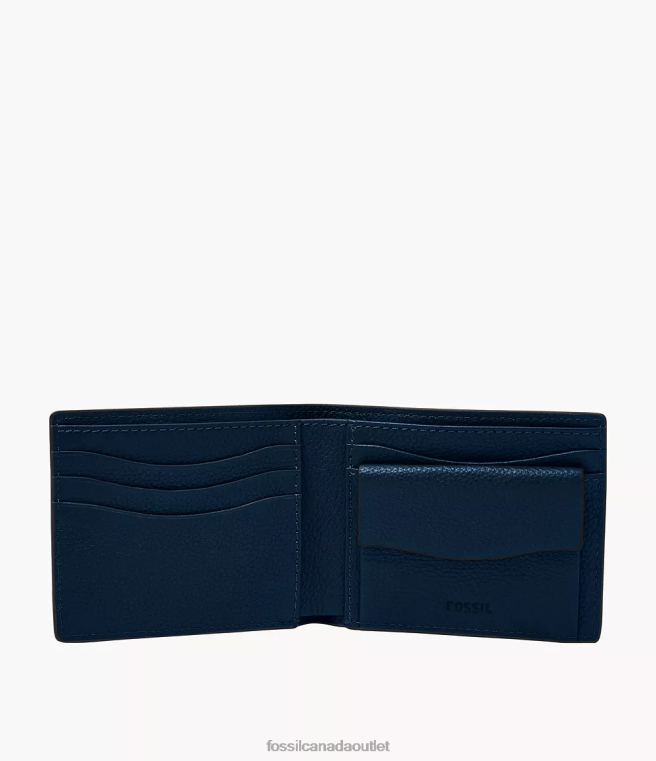Fossil Wallet Men Navy Anderson Coin Pocket Bifold D2VPL1708