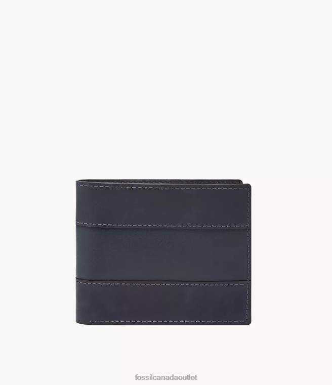 Fossil Wallet Men Navy Everett Large Coin Pocket Bifold D2VPL1695