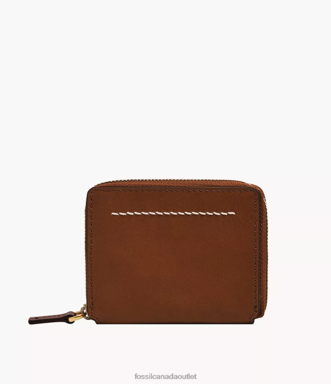 Fossil Wallet Men Brown Westover Zip Card Case D2VPL1732