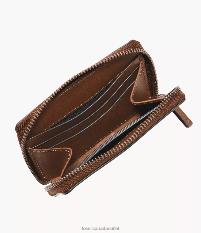 Fossil Wallet Men Brown Westover Zip Card Case D2VPL1732