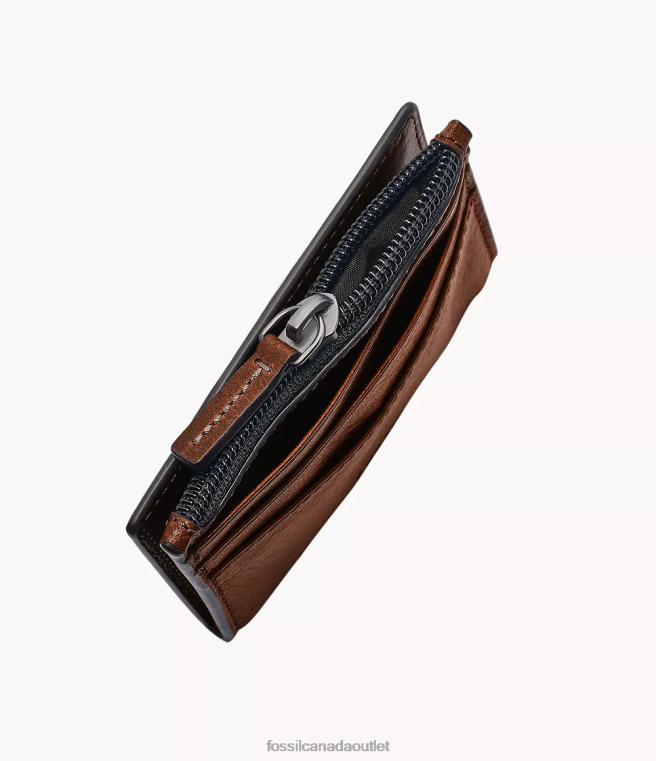 Fossil Wallet Men Cognac Andrew Card Zip Case D2VPL1730