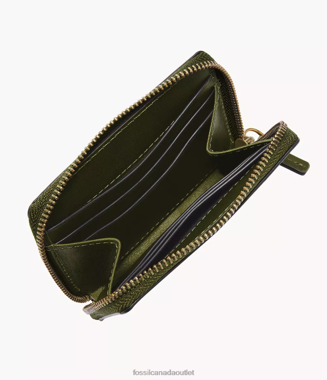 Fossil Wallet Men Olive Westover Zip Card Case D2VPL1727