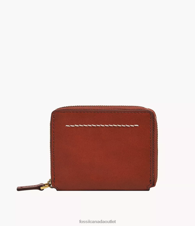 Fossil Wallet Men Orange Westover Zip Card Case D2VPL1726