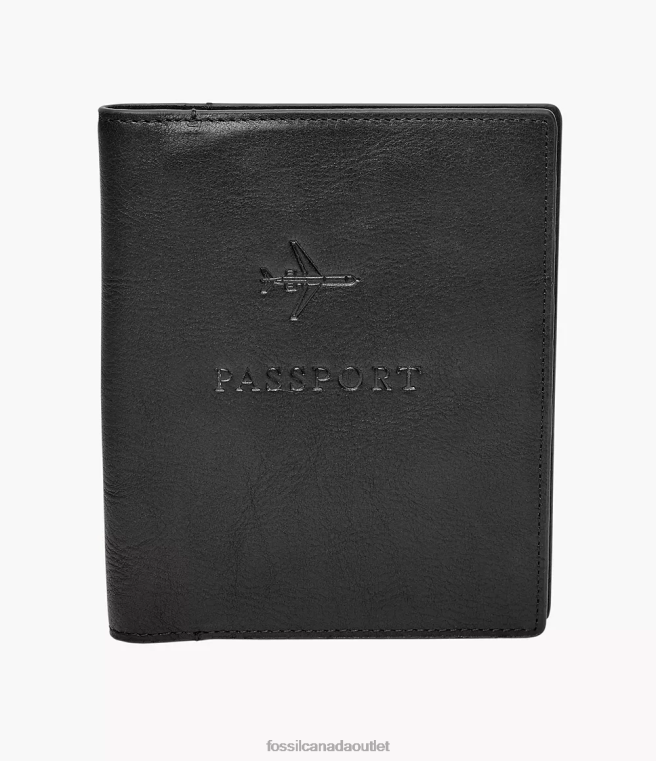 Fossil Wallet Men Black Leather RFID Passport Case D2VPL2024