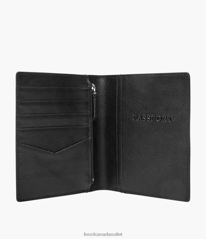 Fossil Wallet Men Black Leather RFID Passport Case D2VPL2024