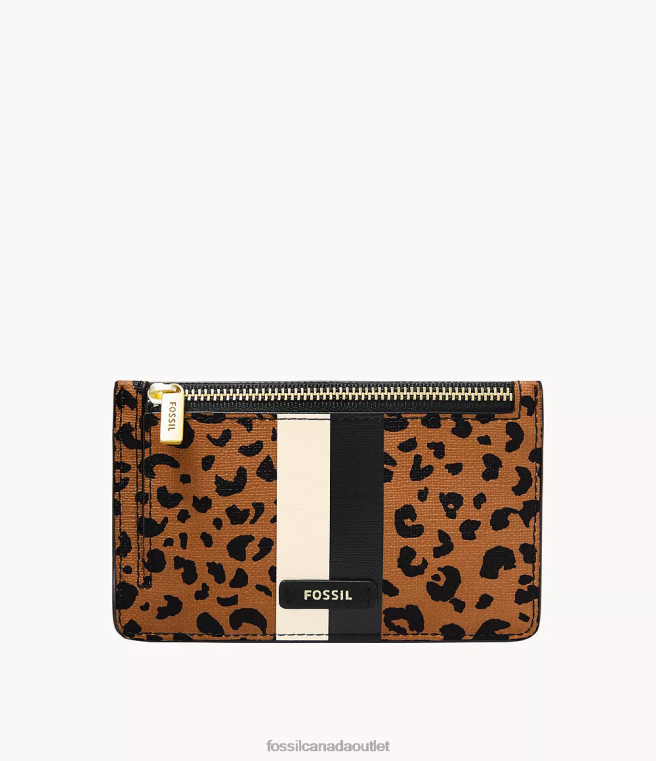 Fossil Wallet Women Animal Print Logan Zip Card Case D2VPL847
