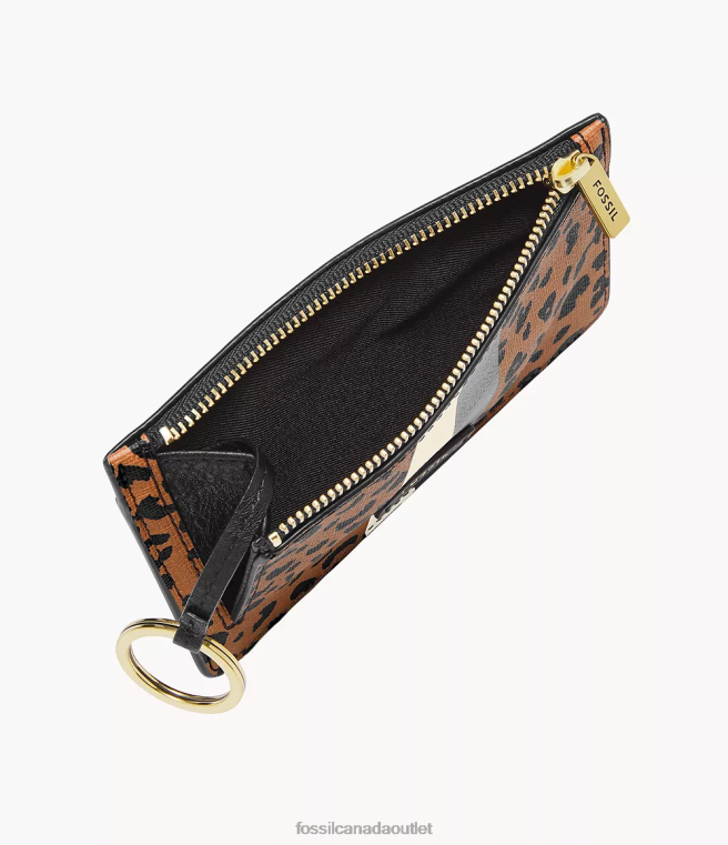 Fossil Wallet Women Animal Print Logan Zip Card Case D2VPL847